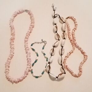 #992.  4 Piece Assorted Shell Necklace And Anklet Bundle